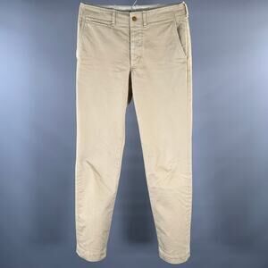 BUCK MASON Size 32 Khaki Solid Cotton Button Fly Casual Pants